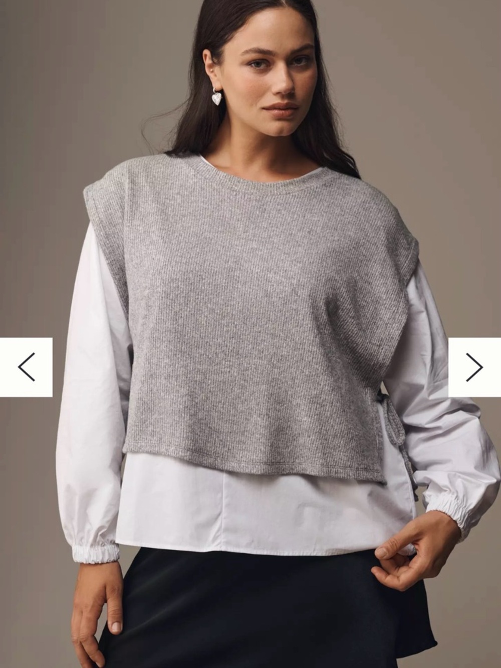 Maeve Long-Sleeve Twofer Sweater Vest